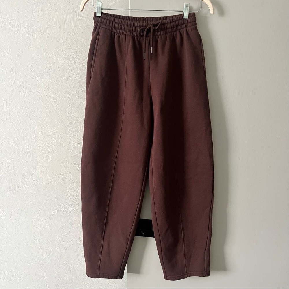 Brown Barrel shaped sweat pants fleece lined